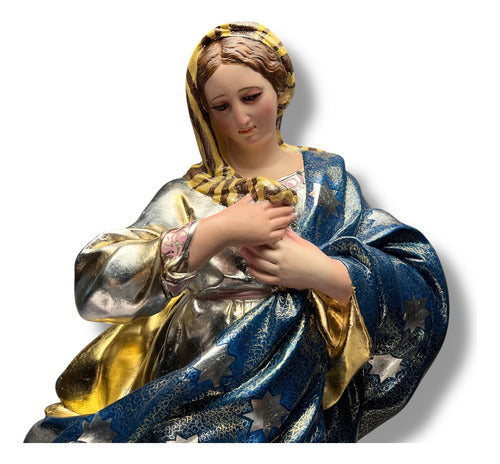 Inmaculada Concepción De María Modelo Antiguo Bruñido 90cm