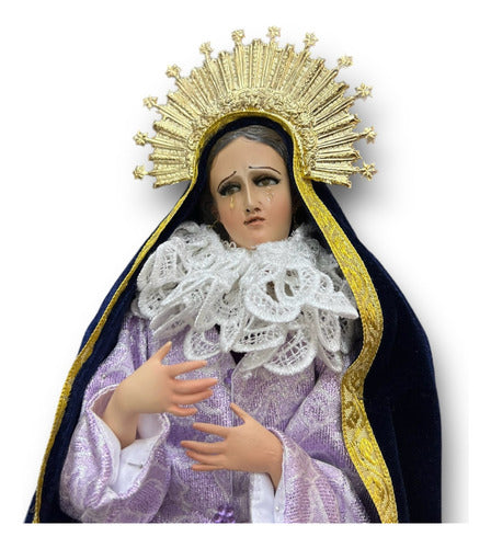 Resplandor #4 Con Estrellas De Virgen Dolores Chapa De Oro