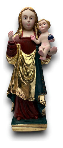 Nuestra Señora De Los Remedios Con Hoja De Oro 26cm