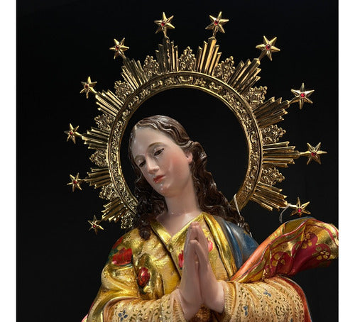 Inmaculada Concepcion De Maria  Talla  Madera 87cm Oro Fino