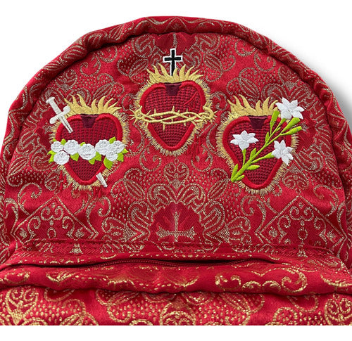 Mochila Sacristía Bordada Tres Corazones Barroca