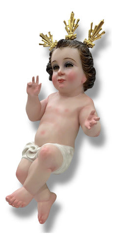 Niño Dios Con Potencias Tallado En Cedro 34cm