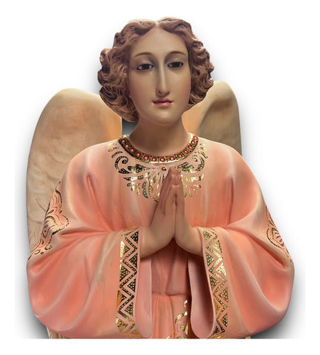 Par De Ángeles Custodios Finos Con Hoja De Oro Fina 69cm