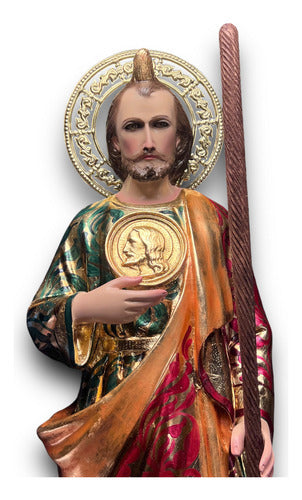 San Judas Tadeo 88cm Al Óleo Hoja De Oro Tipo San Hipolito