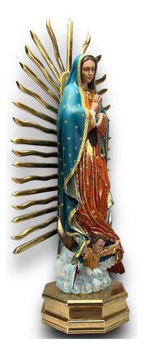 Virgen De Guadalupe En Madera Decorada Con Oro Fino 123cm