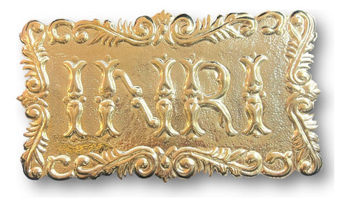 Letrero De Inri O Título De Cruz En Baño De Oro 20cm X 12cm