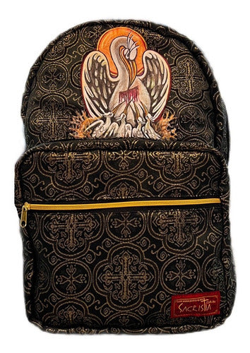 Mochila Sacristía Morada Símbolo Pelicano Cristiano