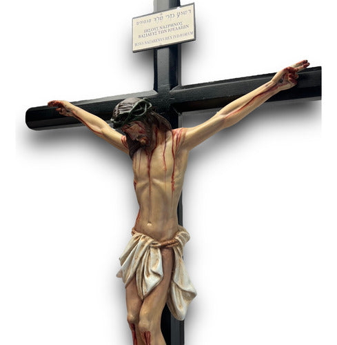 Cristo Muerto O Crucifijo Al Óleo En Cruz Octagonal 75cm