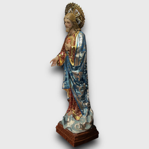 Sagrado Corazón De Jesús Estofado En Acabado Bruñido 126cm