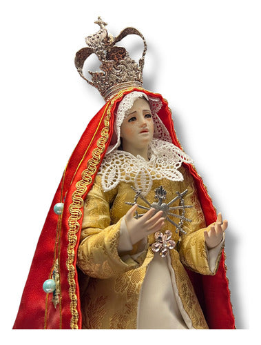 Virgen De Los Dolores Tallada En Madera Con Accesorios 57cm