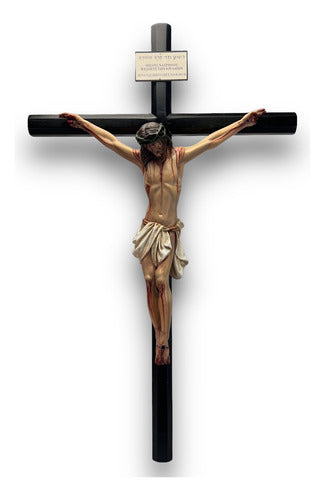 Cristo Muerto O Crucifijo Al Óleo En Cruz Octagonal 75cm