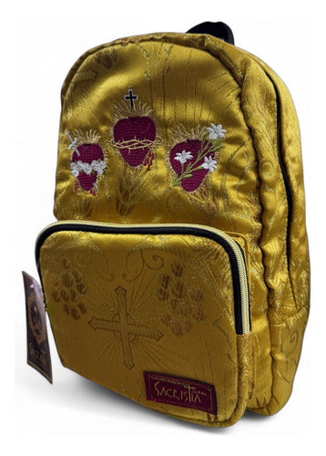 Mochila Mini Sacristía Bordada 3 Corazones