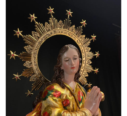 Inmaculada Concepcion De Maria  Talla  Madera 87cm Oro Fino