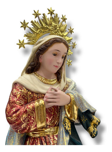 Nacimiento 3piezas 20cm Talla En Madera Estofado En Oro Fino