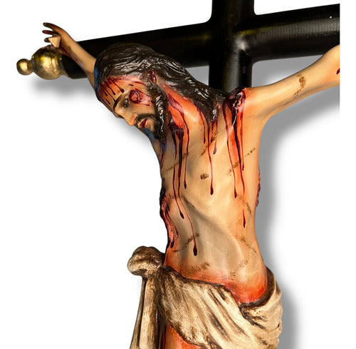 Cristo O Crucifijo De Base Decorado Con Hoja De Oro 74cm