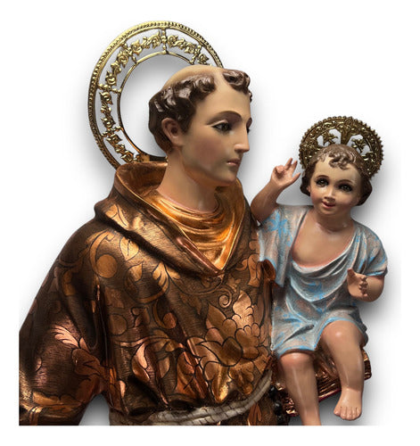 San Antonio De Padua Decorado En Hoja De Cobre 107cm