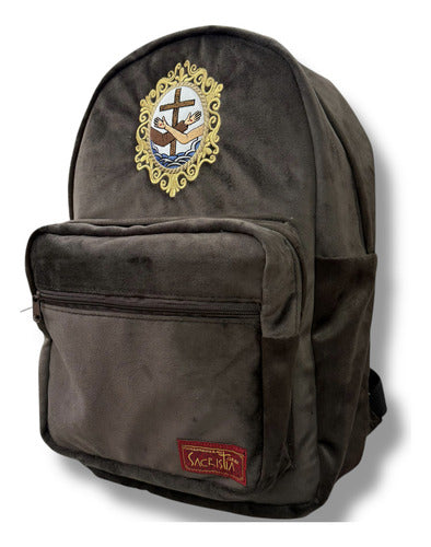 Mochila Sacristía Franciscana Escudo Franciscano Bordada