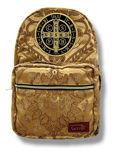 Mochila Sacristía Bordada Medalla De San Benito, Benedictino