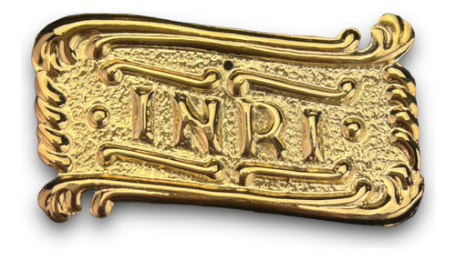 Letrero De Inri O Título De Cruz En Baño De Oro 7.5cmx4.5cm