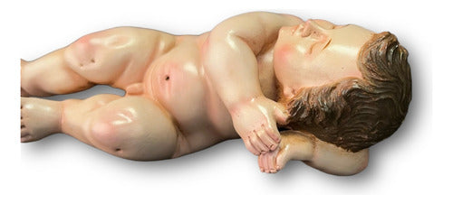Niño Dios Dormido Talla En Madera 18.5cm