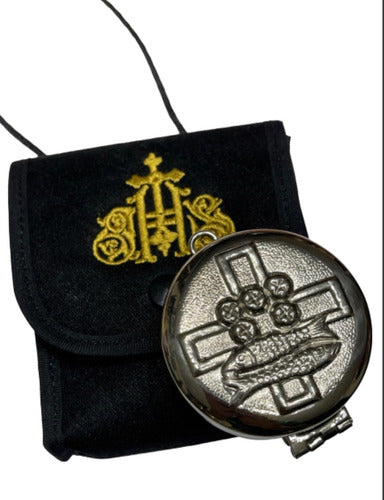 Set Porta Relicario Y Píxide Niquelado Ministros Eucaristía