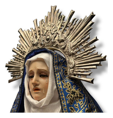 Virgen De Los Dolores O Dolorosa, Madera Acces En Plata 52cm