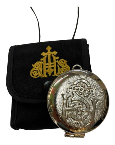 Set Porta Relicario Y Píxide Niquelado Ministros Eucaristía