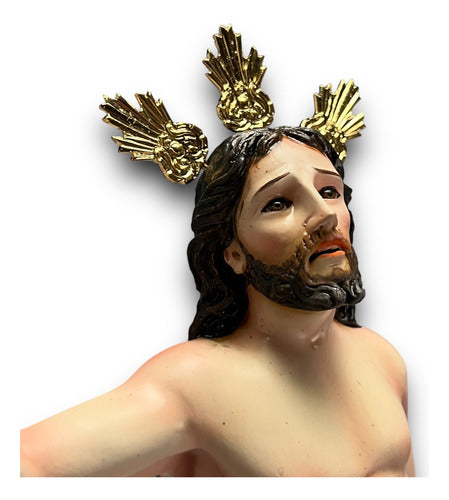 Cristo Resucitado Tallado En Madera 36cm