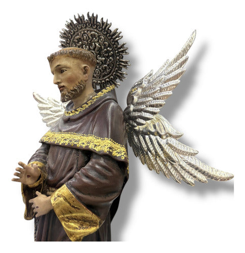 San Francisco De Asís Seráfico Tallado En Madera 36cm