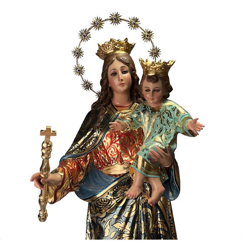 Escultura De María Auxiliadora 106cm Estofado En Hoja De Oro