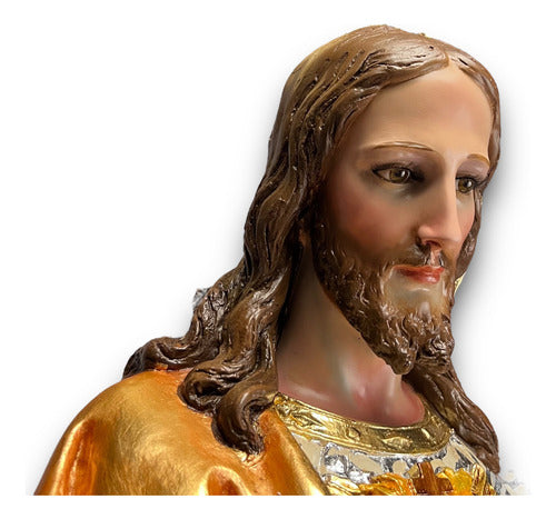 Sagrado Corazón De Jesús Estofado Y Policromía Al Óleo 125cm