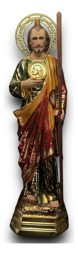 San Judas Tadeo 88cm Al Óleo Hoja De Oro Tipo San Hipolito