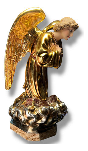 Par De Ángeles Custodios Finos Con Hoja De Oro Fina 69cm