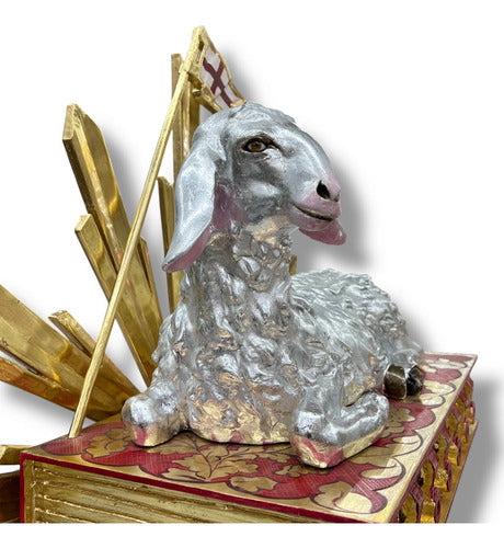 Cordero Pascual O Agnus Dei En Hoja De Oro Y Plata 80cmx50cm