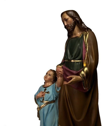 San José 107cm Policromía Al Óleo Con Hoja De Oro