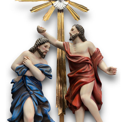 San Juan Bautista Y Jesús O Bautismo De Jesús En Madera 30c