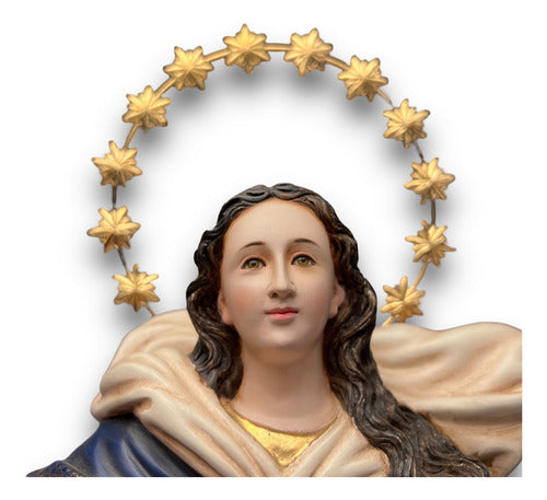 Asunción De La Virgen María En Madera Y Hoja De Oro 54cm