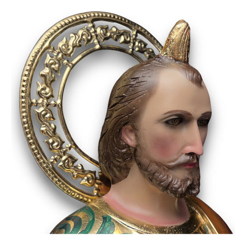 San Judas Tadeo 88cm Al Óleo Hoja De Oro Tipo San Hipolito