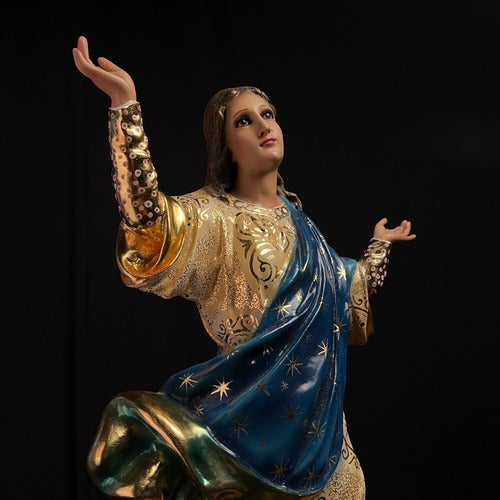 Asunción De María 81cm Óleo Y Hoja De Oro
