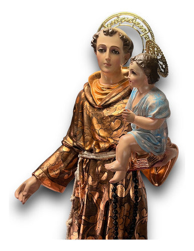 San Antonio De Padua Decorado En Hoja De Cobre 107cm