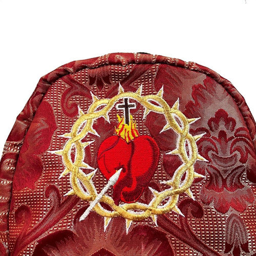 Mochila Mini Sacristía Bordada  Corazon De Jesus