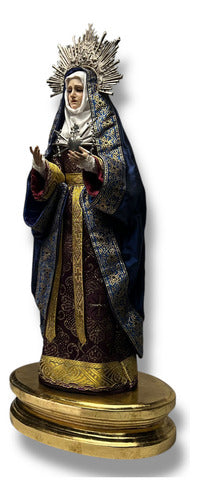 Virgen De Los Dolores O Dolorosa, Madera Acces En Plata 52cm