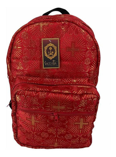 Mochila Brocado Litúrgico Rojo 3 Modelo Sacristia
