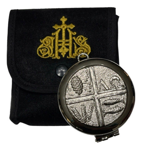 Set Porta Relicario Y Píxide Niquelado Ministros Eucaristía