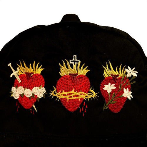 Mochila Sacristía Bordada Tres Corazones