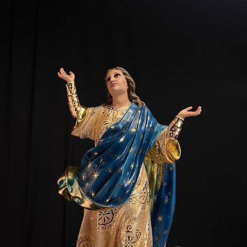 Asunción De María 81cm Óleo Y Hoja De Oro