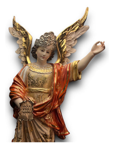 San Gabriel Arcángel En Madera Estofado En Oro Fino 46cm