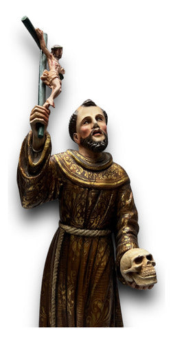 San Francisco De Asis Talla En Madera Con Hoja De Oro 30cm