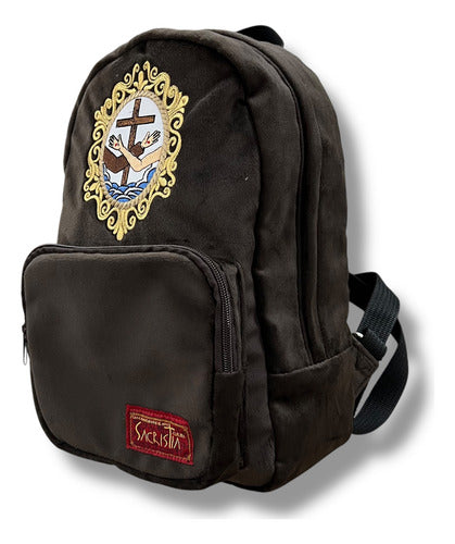 Mochila Mini Sacristía Bordada Franciscana Sacrimochila Escudo Franciscano