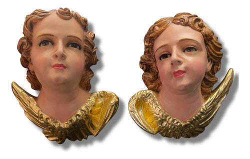 Par De Angeles O Querubines Oleo Hoja De Oro 28cm X 28cm C/u